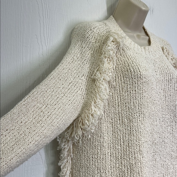 Madewell - Ivory Loop Edge Long Sleeve Chunky Crewneck Sweater Size Large - Picture 5 of 11